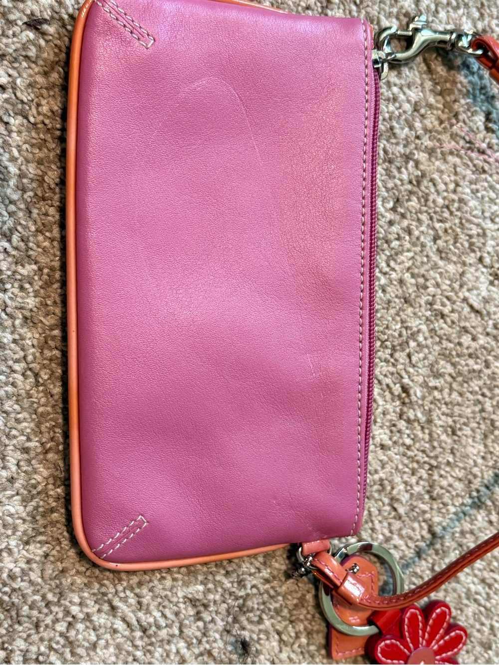 Pink Leather Wristlet Clutch - Women Bags